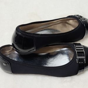 Marbella Wide Flats With Buckle Black Size 8 1/2 W